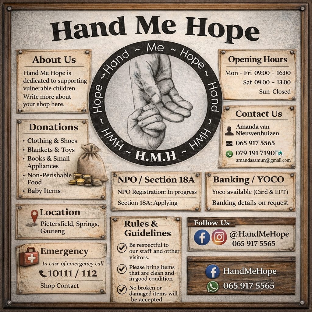 Hand Me Hope team and donations